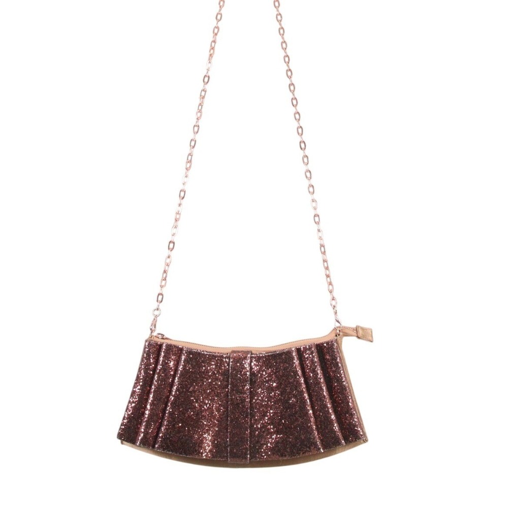 Ted Baker Langley Bowvet Pink Glitter Bow Crossbody Clutch Velvet Evening Bag